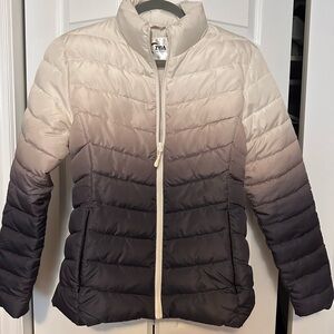 ZYIA Women's Gradient Puffer Jacket - Cream and Gray